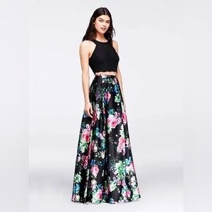 Two piece floral formal gown